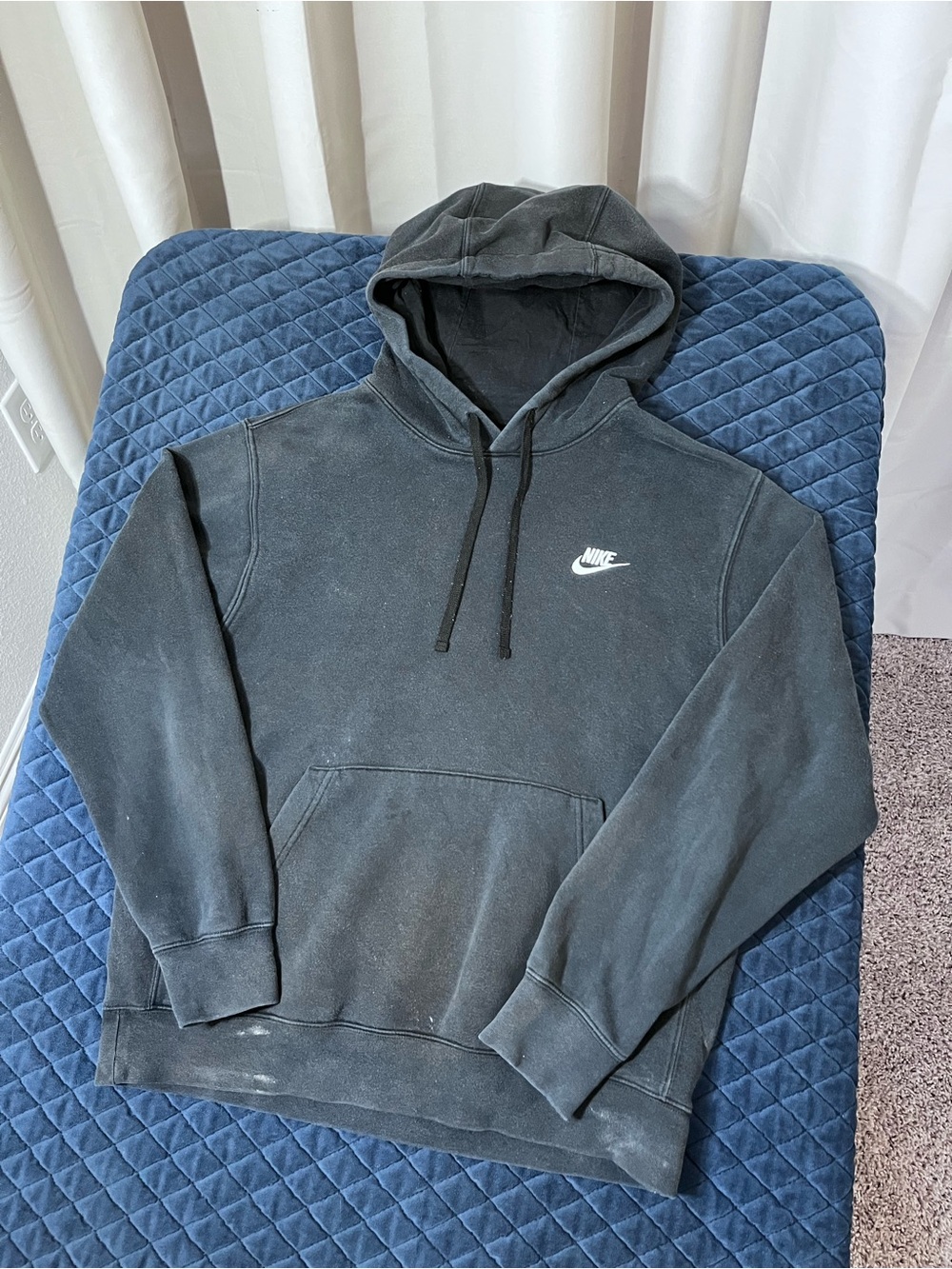 Nike Charcoal Black Pullover Hoodie with Small White Swoosh